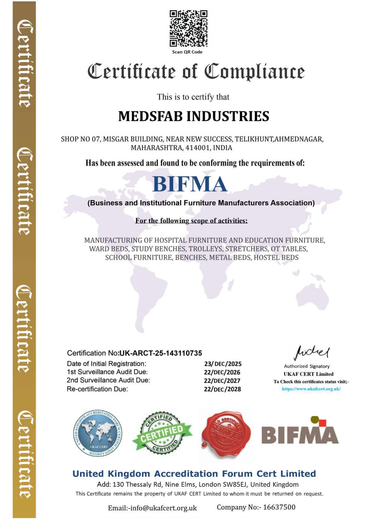 BIFMA Certificate