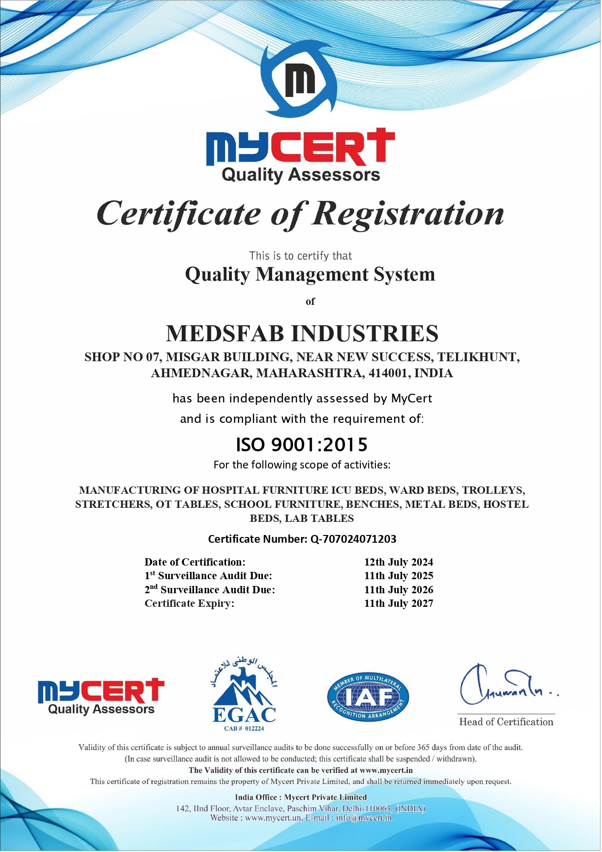 ISO 9001 Certificate
