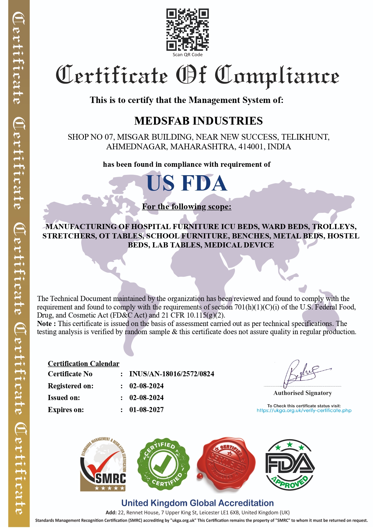 US FDA Certificate