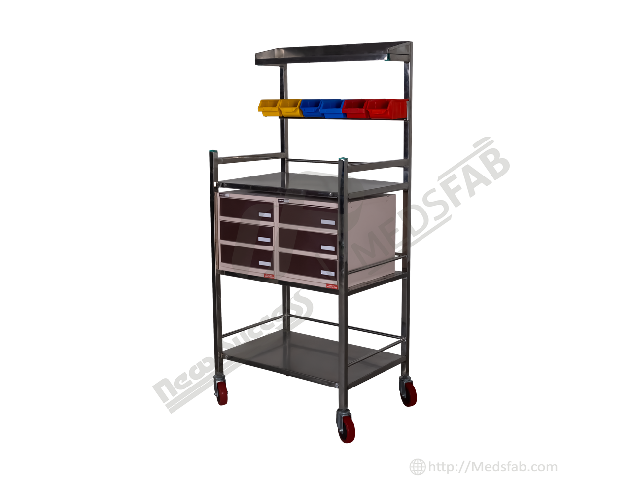 9103 CRASH CART EMERGENCY TROLLEY FULL S.S