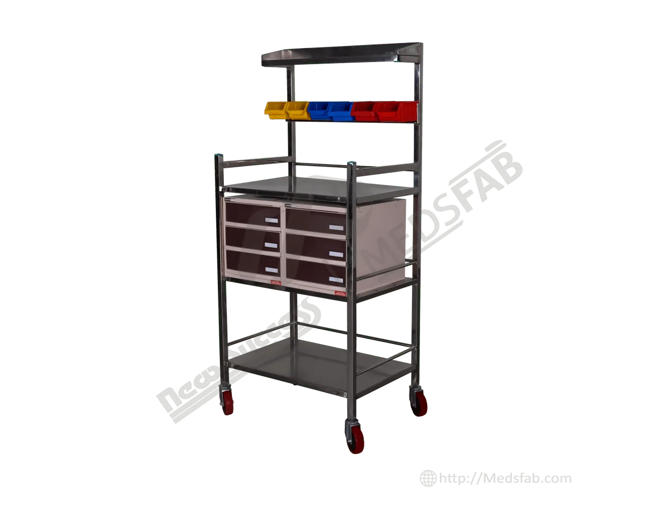 9103 CRASH CART EMERGENCY TROLLEY FULL S.S