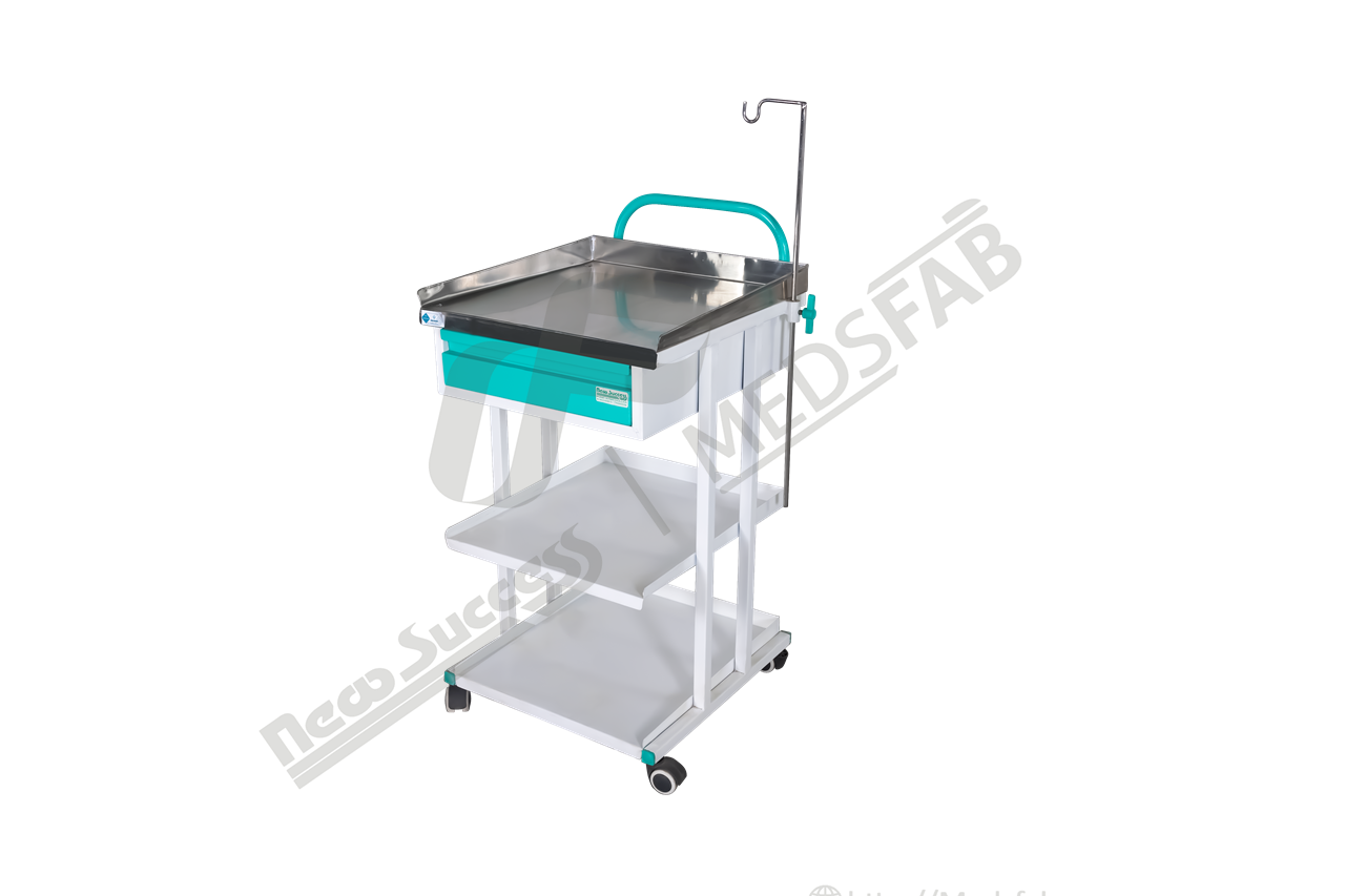9121 ECG TROLLEY S.S.TOP WITH DRAWER